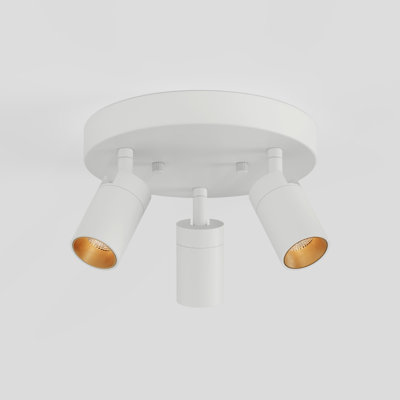  Shura White 3-Light Round Ceiling Light with Rotatable Heads, Integrated LED Bulbs, Flush Mount Canopy, 3000k