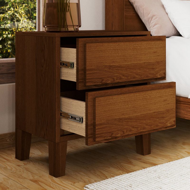 Knighten 24" W Solid Wood Nightstand, Dark Walnut