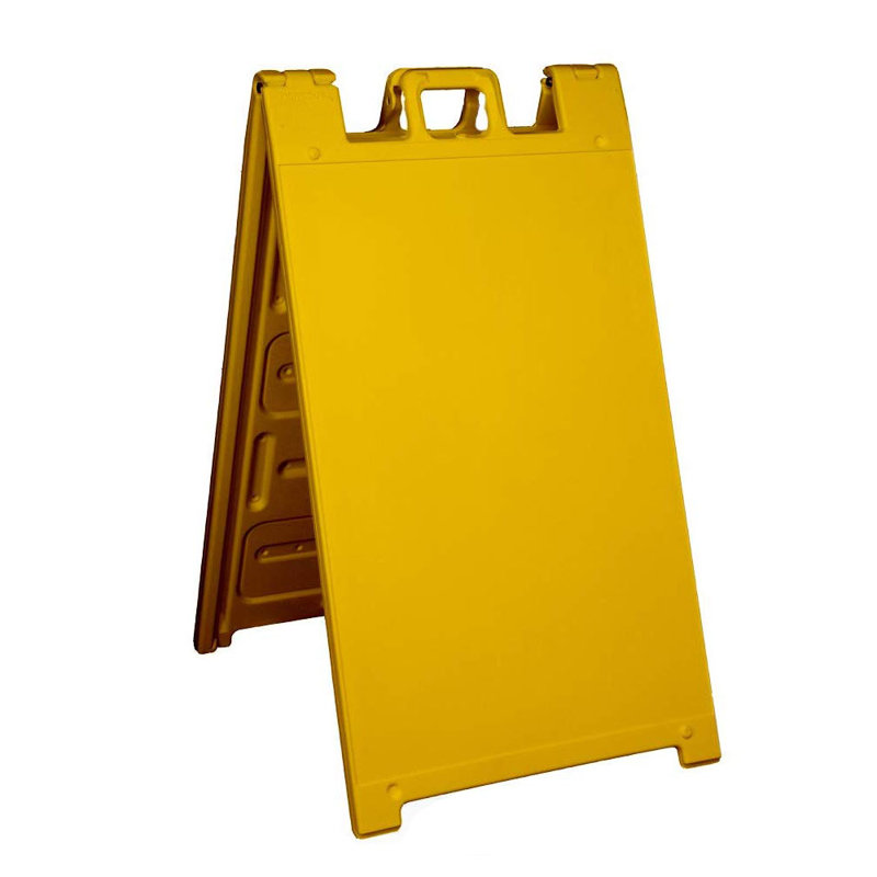 Plasticade Signicade Portable Folding Sidewalk Double Sided Sign Stand, Yellow
