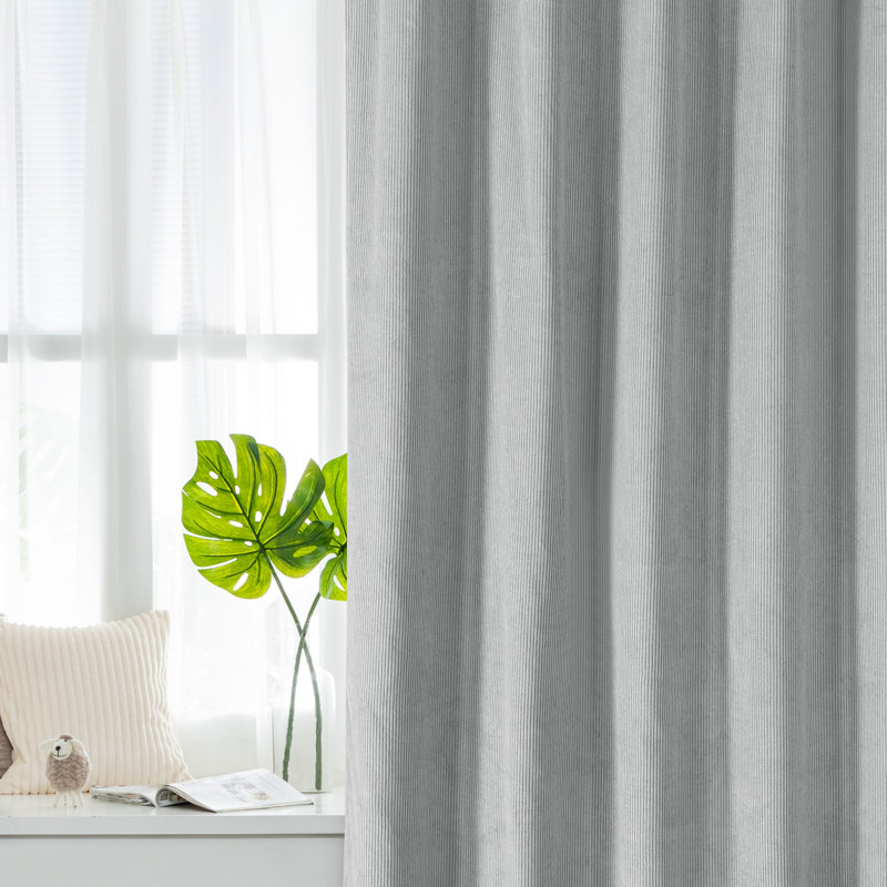 Cotton Room Darkening Curtains / Drapes Pair, 52" W x 96" L, Gray