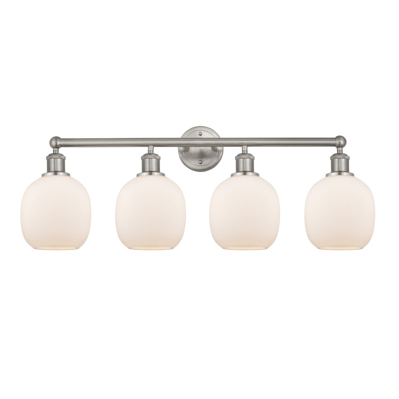 Éclairage pour meuble-lavabo 4 lumières Carlucci, Blanc mat, Nickel satiné brossé