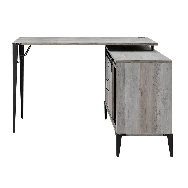 Bureau d'écriture avec porte de grange coulissante, Gris