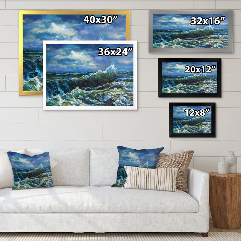 Creative Waves On Dark Sky - reproduction de cadre photo sur toile, H 8 po x l 12 po x P 1 po