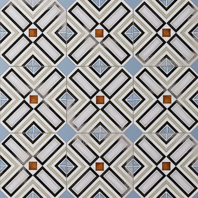 Décalcomanie octogonale vaudoise vaudoise avec tacos 7-7 / 8 po X 7-7 / 8 po Carreau de porcelaine pour plancher et mur