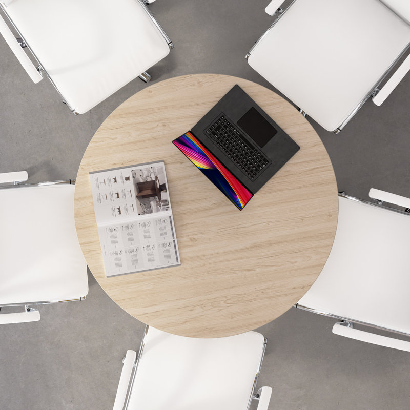 Bush Business Furniture 42-Inch Round Conference Table With Wood Base, 28.65" H x 41.38" L x 41.38" W, Natural Elm
