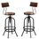 Set Of 2-Industrial Bar Stools With Backrest-Swivel Wood Seat-Bar Counter Height Adjustable 26-32.3Inch-Kitchen Island Dining Chair(Black)