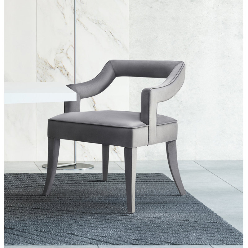 50cm H Velvet Upholstered Armchair, Grey