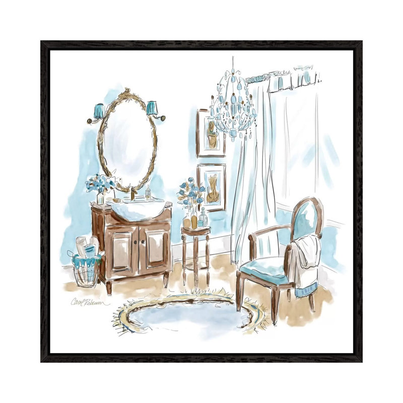 Blue Opulence II by Carol Robinson - Painting on Canvas, 66.04 cm H x 66.04 cm W, Black Framed