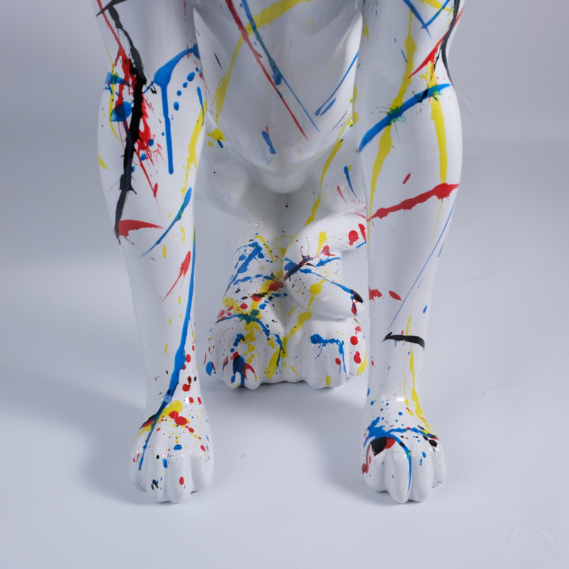 Grande sculpture léopard moderne en résine, statues léopard classiques pour la décoration intérieure, H: 31,5 pouces de grande taille convenant à divers halls d'atelier, très accrocheuse