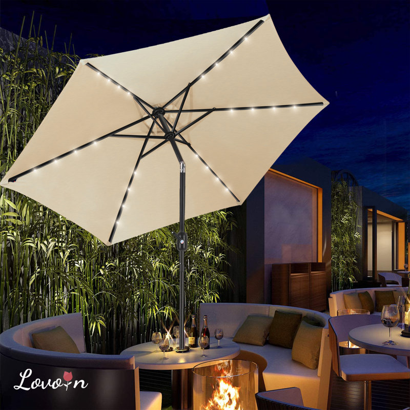 Parasol de marché lumineux Boxwell, Beige, H 98,4 po x l 90 po x P 90 po