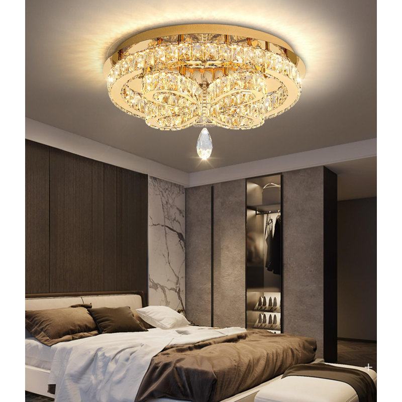 Glam Led Dimmable Crystal Chandelier, Gold