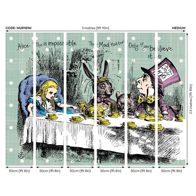 Tea Party Matte Wall Mural, 240cm L x 300cm W