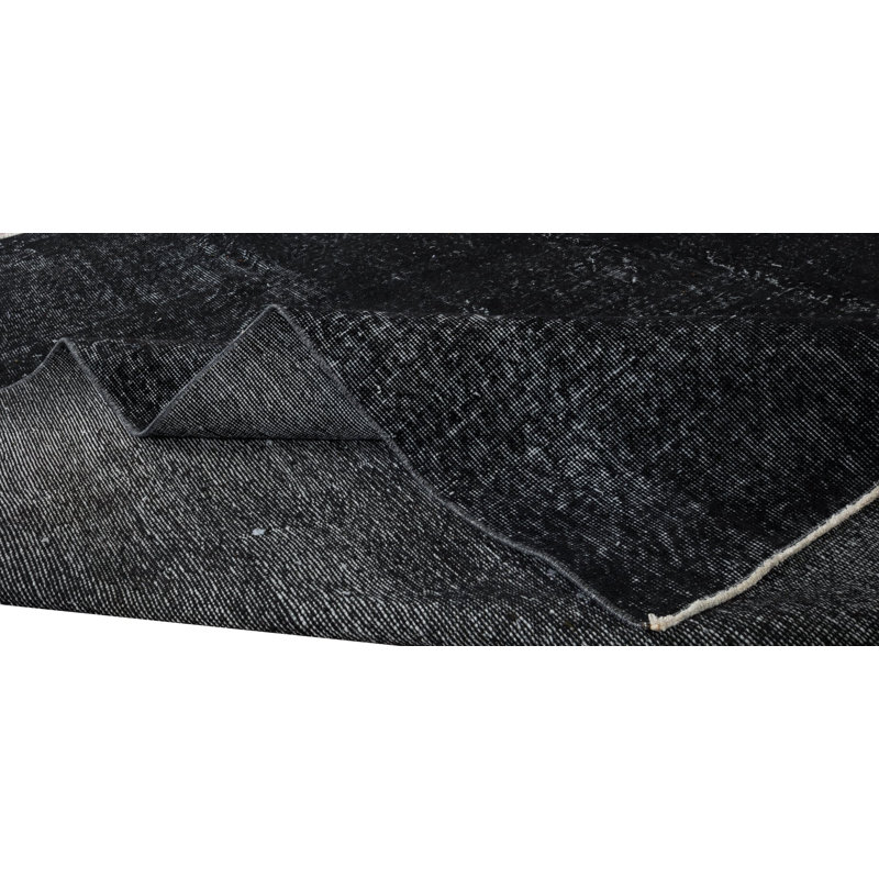 Tapis turc en laine fabriqué à la main 6,8 x 8,4 pi surteint en noir pour des intérieurs modernes