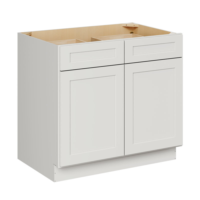 Meuble bas standard HOMEIBRO Cozy Design, 91,4 cm (L) x 61 cm (P) x 87,6 cm (H), en contreplaqué, couleur gris tourterelle.