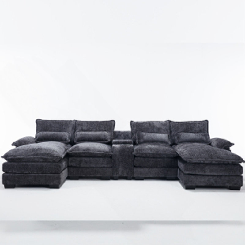 Modern U-Shaped Sofa With Console