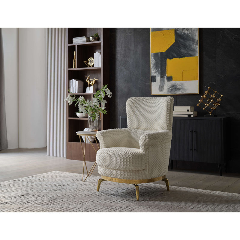 Chaise de style moderne Zoe en bois et accents, Crème, crème