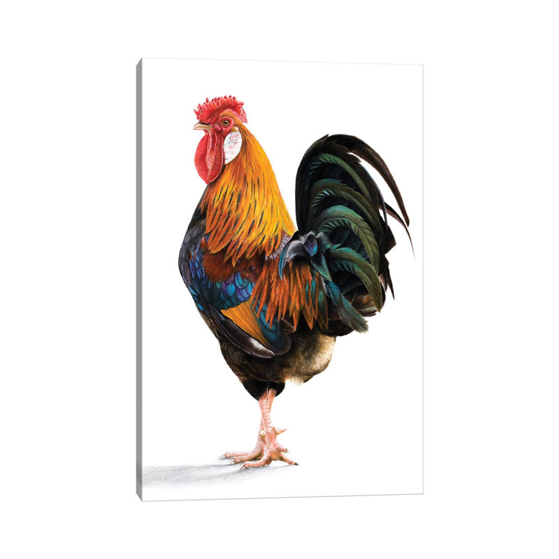 Coq par Mikhail Vedernikov - Toile tendue, estampe numérique sur toile tendue, H 12 po x l 8 po x P 0,75 po