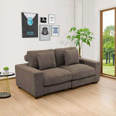 72"W Corduroy Living Room Sofa Loveseat