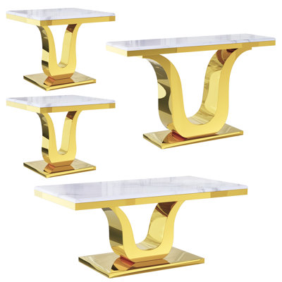 4 Piece White Living Room Table Set Of 4 by Everly Quinn