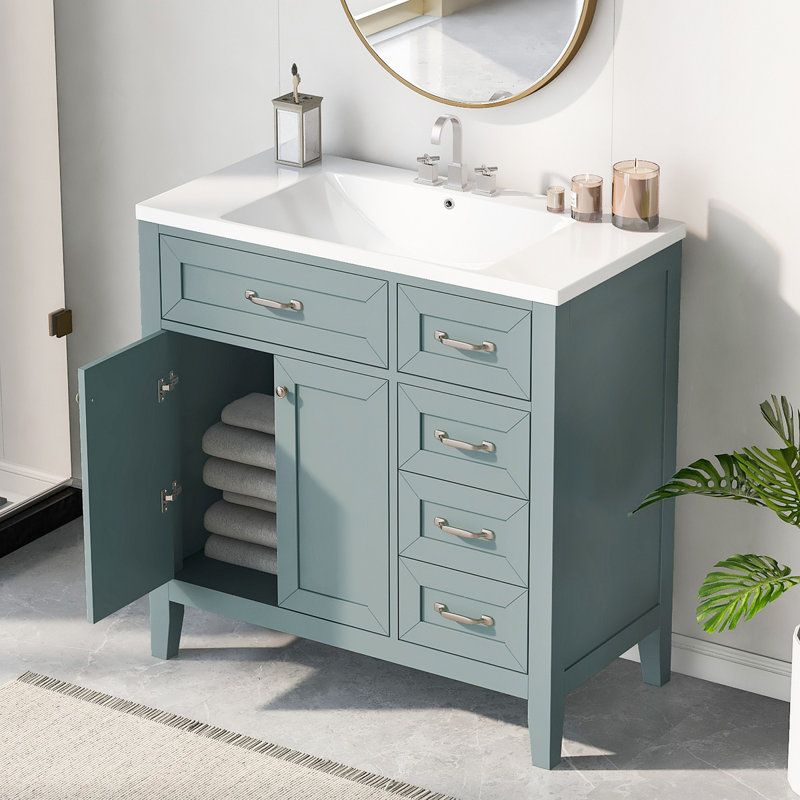 Bathroom Vanity With Sink Combo Bathroom Cabinet, Green