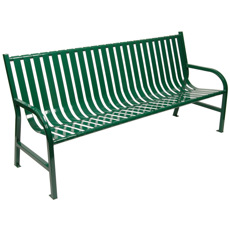 Banc de jardin à lattes en métal, Vert, 5 pi, Non