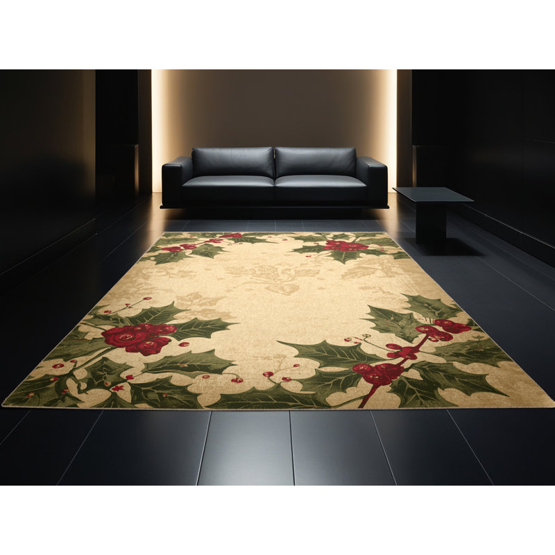 Soft Plush Fellman Christmas Modern & Contemporary Abstract Area Rug in Beige – Beige Binding, 5x8