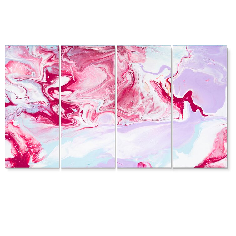 Bless international Fuchia Pink And Purple Liquid Art On Canvas 4 ...