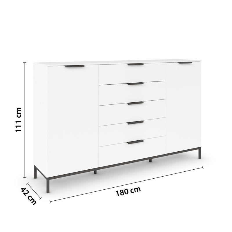 5 - Drawer Chest of Drawers, Alpine White/Graphite