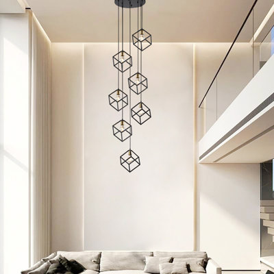 Luminaire suspendu noir 7 lumières Addis