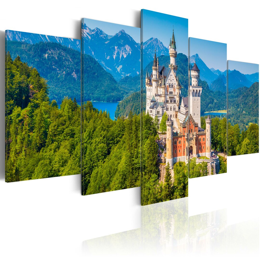 Fotografie Schloss Neuschwanstein' Mehrteiliges Bild auf verpackter Leinwand