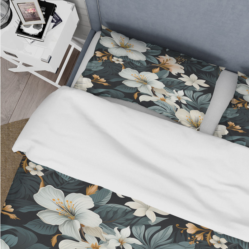 Monochrome Tropics Tropical Pattern I Duvet Cover, King Duvet Cover + 2 King Shams