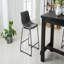 Ensemble de salle à manger à hauteur de comptoir industriel, table en bois patiné et chaises en cuir de polyuréthane, structure en métal-686549846-686549847