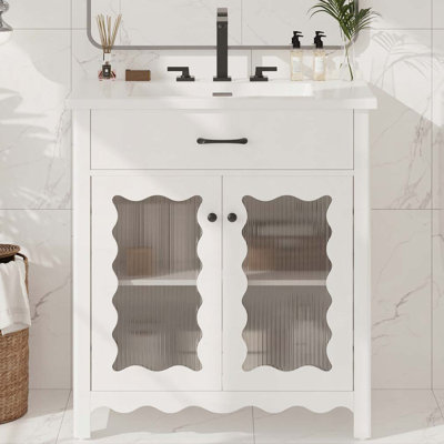 31" Bathroom Vanity with Tempered Glass