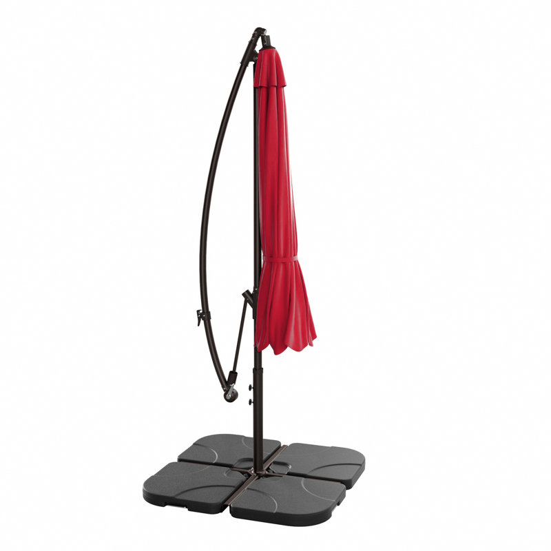 Hartt 120'' Cantilever Umbrella with Crank Lift , Counter Weights Included, Red