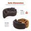 Causeuse éponge à compression complète, canapé à double profondeur courbé en S, chenille brune modulaire pour la méditation sur petits espaces, L 66,9 po, 400 lb-727517529