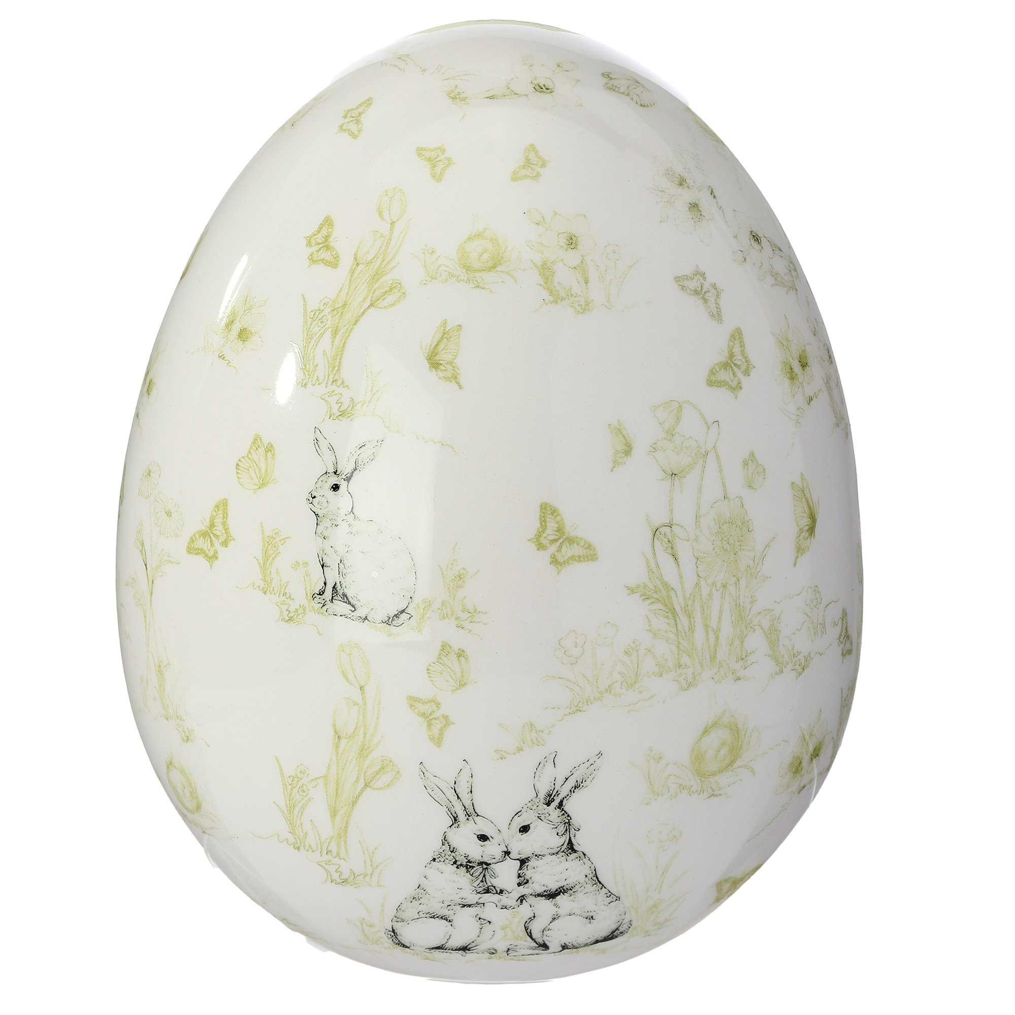 7" Dolomite Bunny Toile Egg, 7" Dolomite Bunny Toile Egg