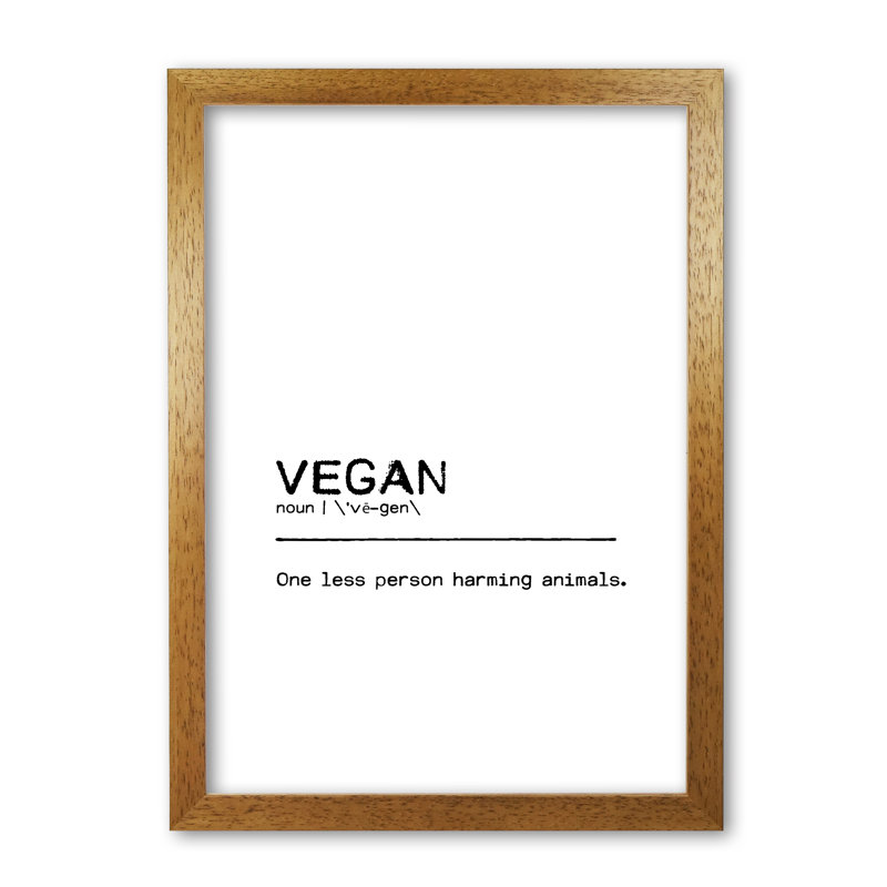 Vegan Person 1 Piece Wall Art, 85 cm H x 60 cm W x 5 cm D, Honey Oak Frame