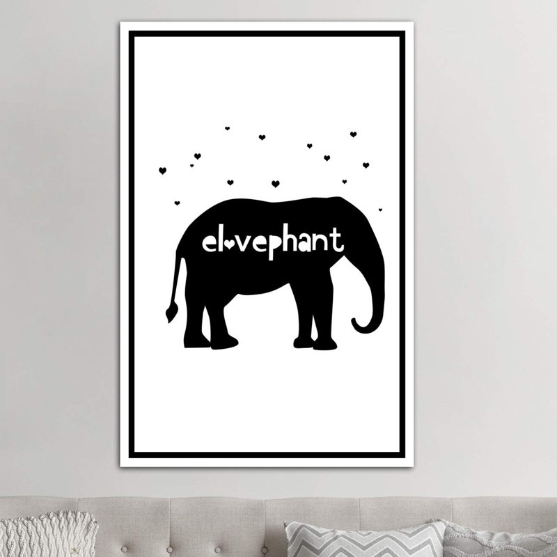 Éléphant, art sur toile, H 60 po x l 40po x P 1,5 po, Toile blanche encadrée