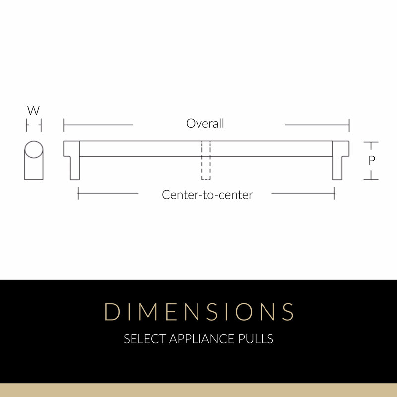 Emtek Select Appliance Pull 36" Centre-to-Centre w/ Rectangular Stem & Smooth Pull, Satin Brass