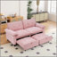 Canapé-lit convertible 73 po en velours rose avec matelas coulissant