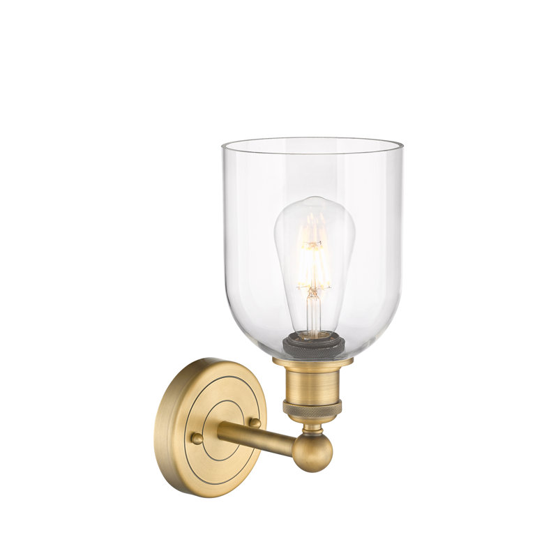 Allysson Steel Armed Sconce, Clear, Brushed Brass