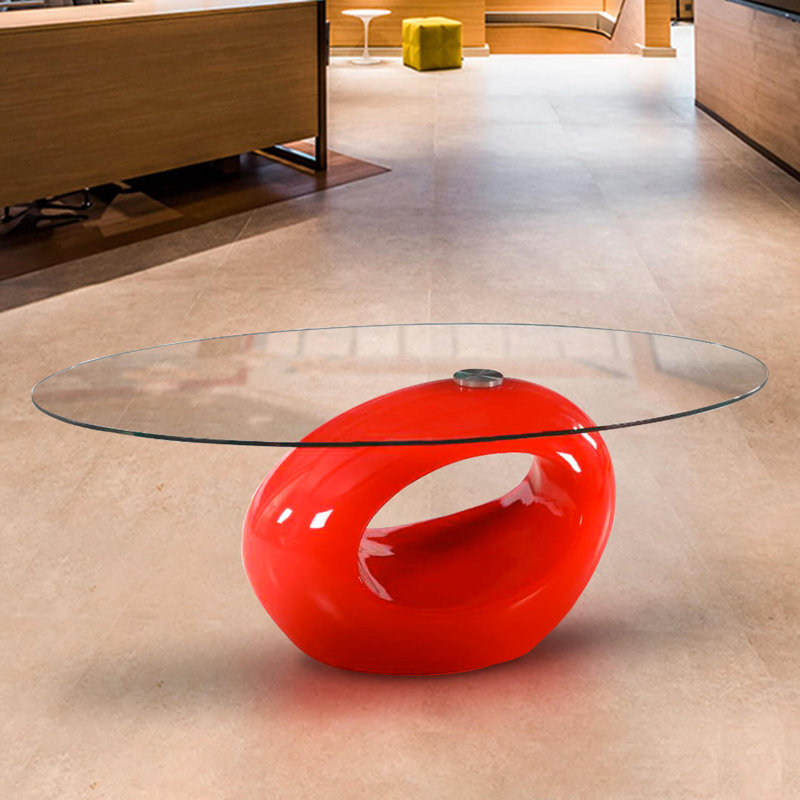 Table basse en verre, Rouge