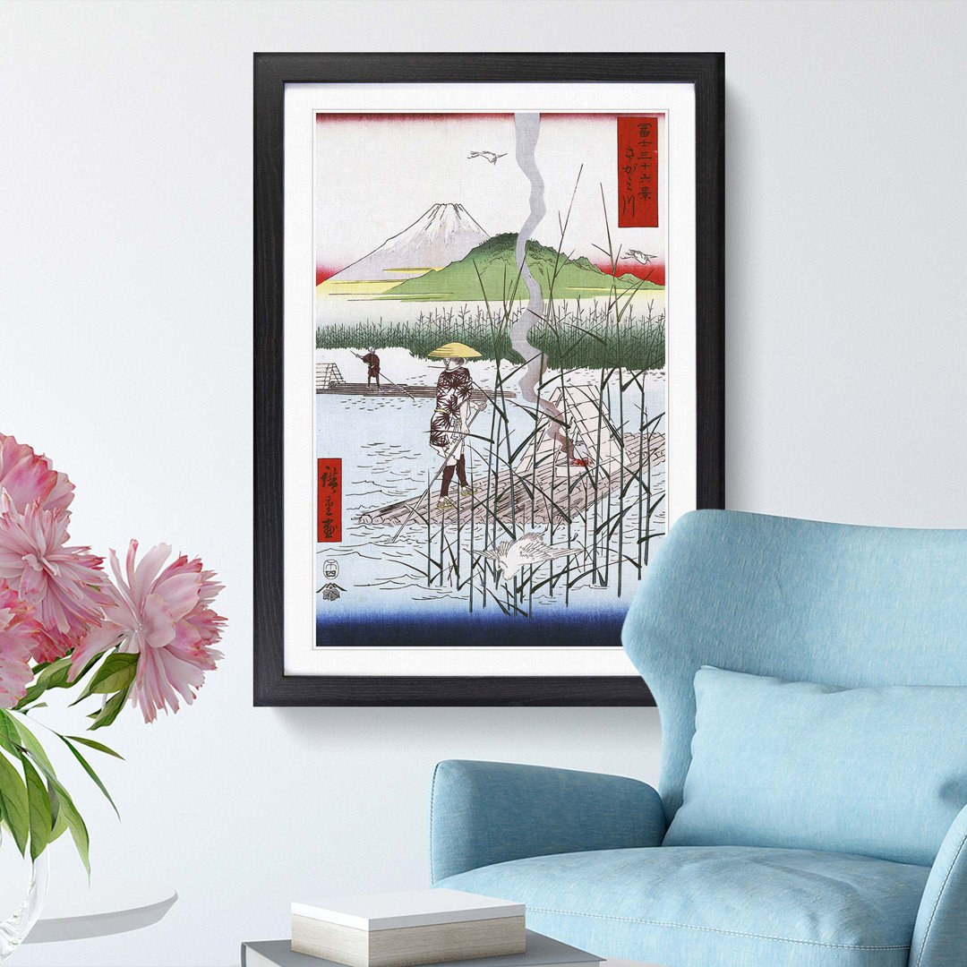 The Sagami River by Utagawa Hiroshige - Framed Print