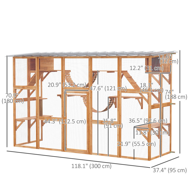 Catio Playground Outdoor Cat Cage,wood