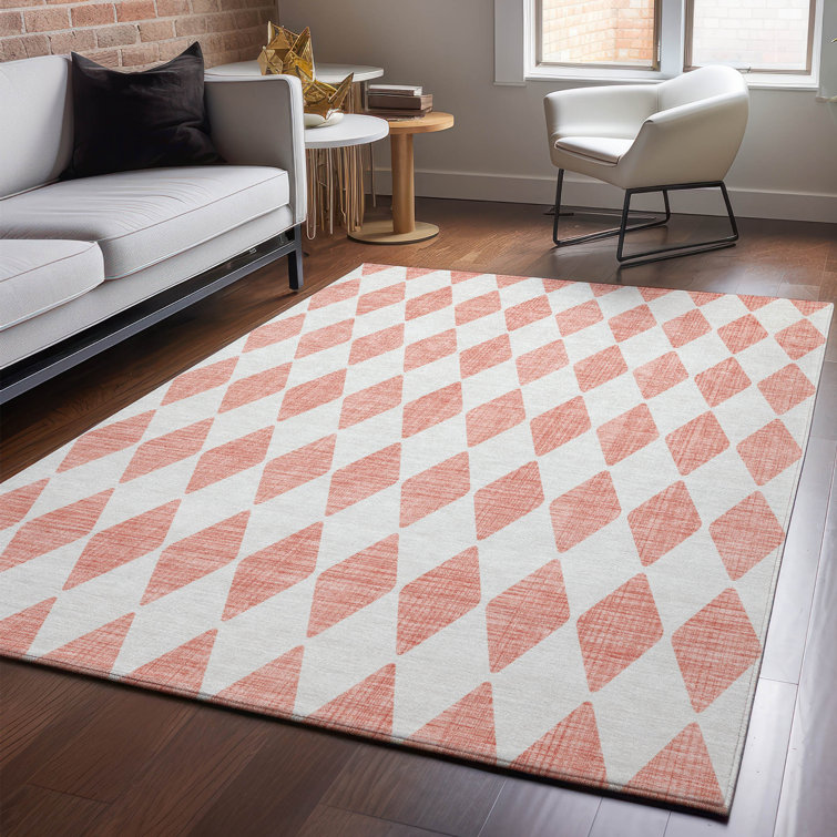 Premium Machine Washable Cerrito AMF578 Salmon Rug