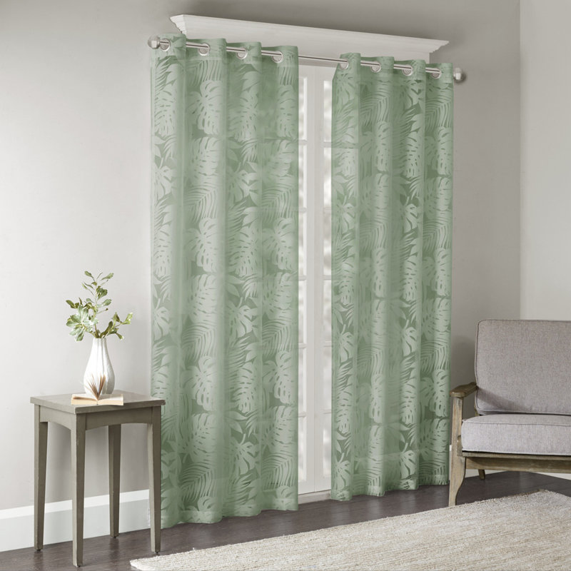 Voilage de fenêtre Palmier, Vert sauge, L 50 po x L 84 po