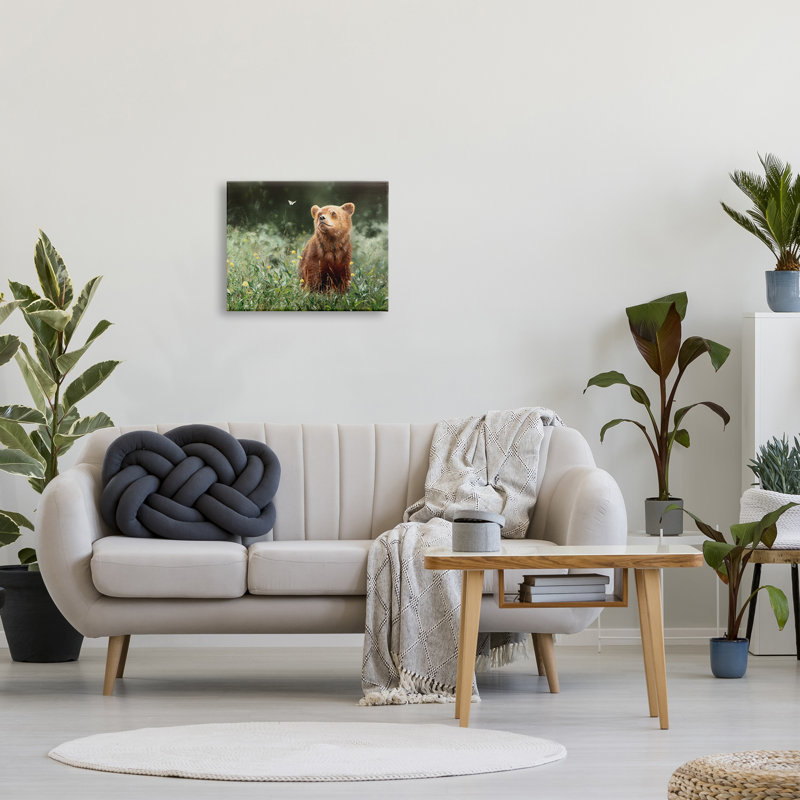 Conception d'art sur toile Stupell Industries Bear & Butterfly in Meadow par Mark Kelso, H 16 po x l 20 po x P 1,5 po