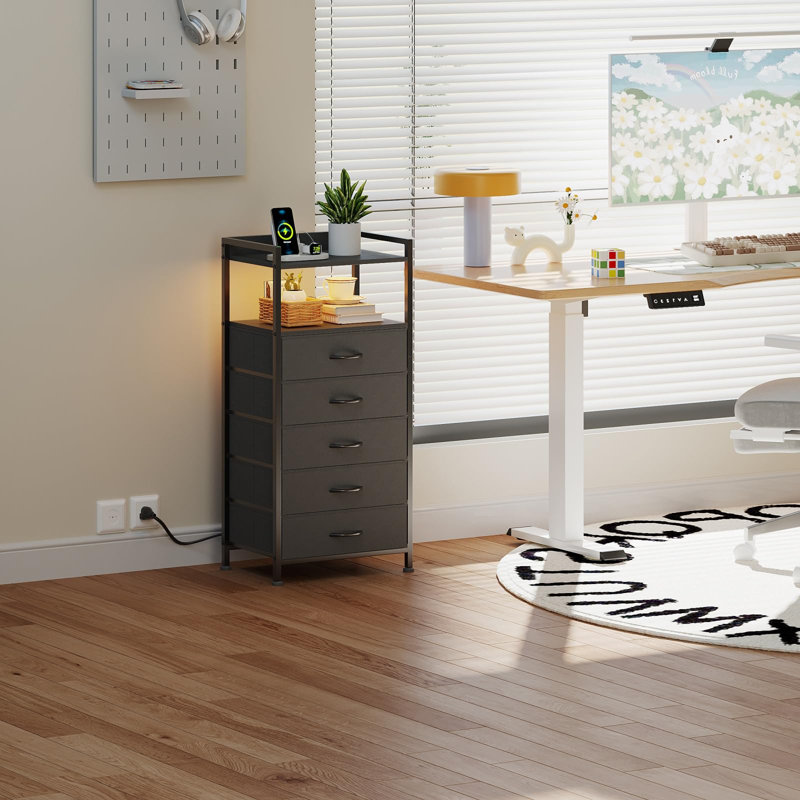 40.9cm W Metal Bedside Table, Black