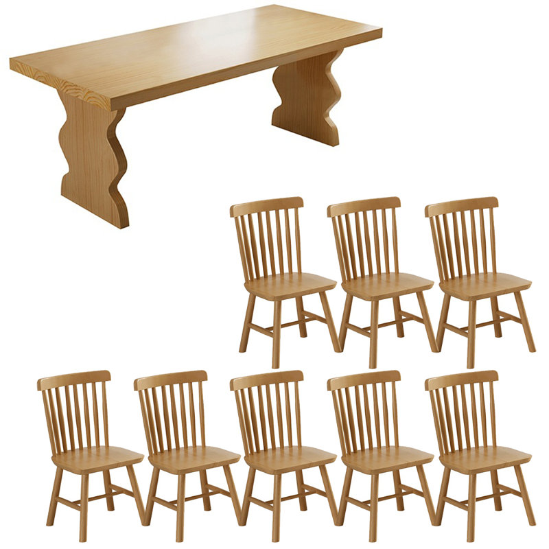 Modern simple solid wood dining table set., 29.5"H x 86.6"L x 35.4"W