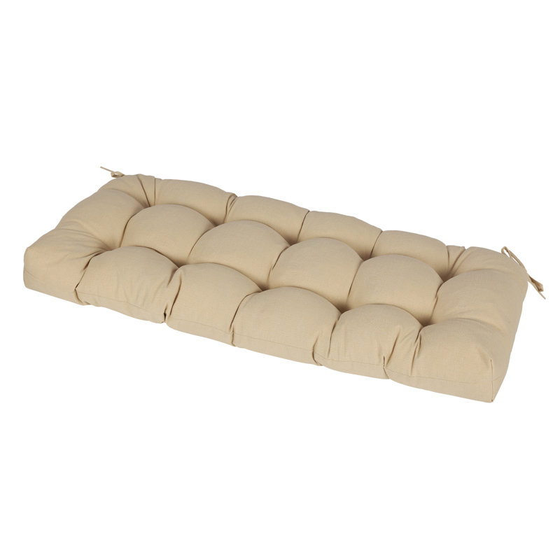 Aoodor Outdoor Polyester Tufted Bench Cushion, Khaki, 46" W x 19.7" D